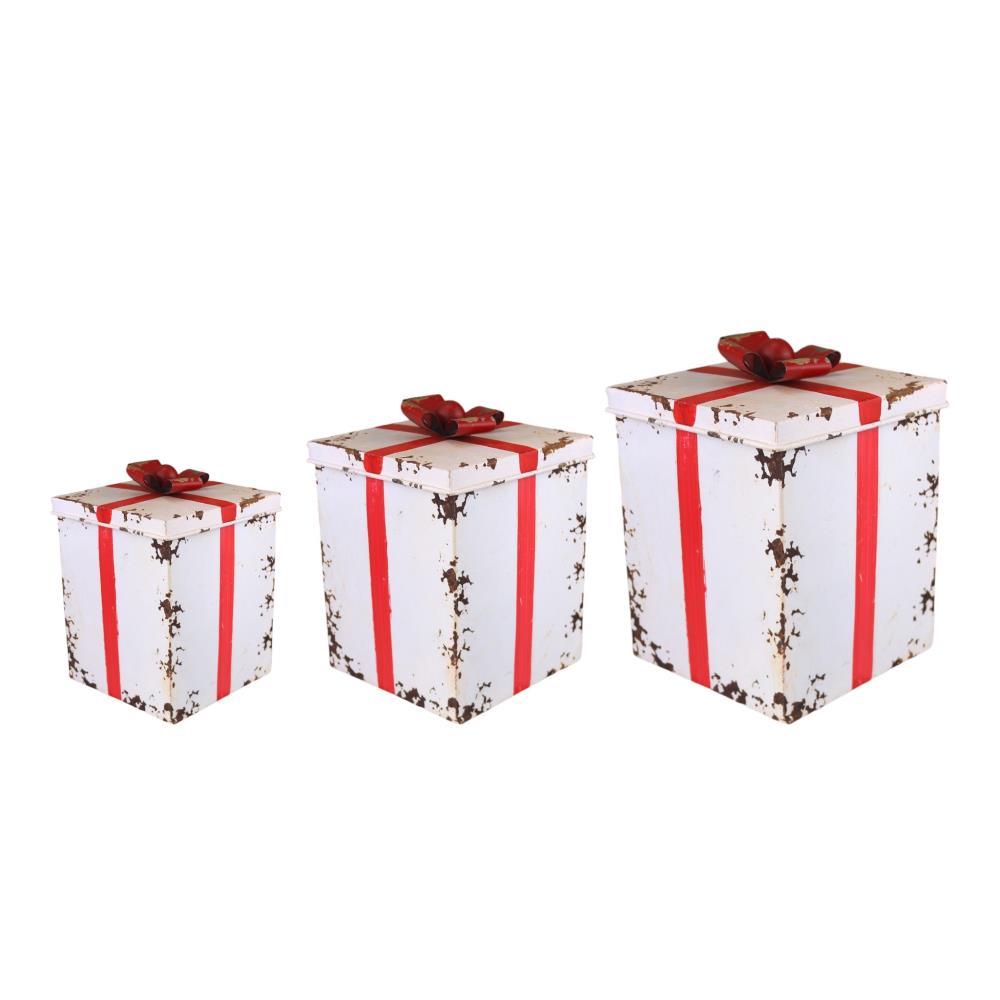 Presentes de Natal Vermelho e Branco Conjunto de 3 Unidades
