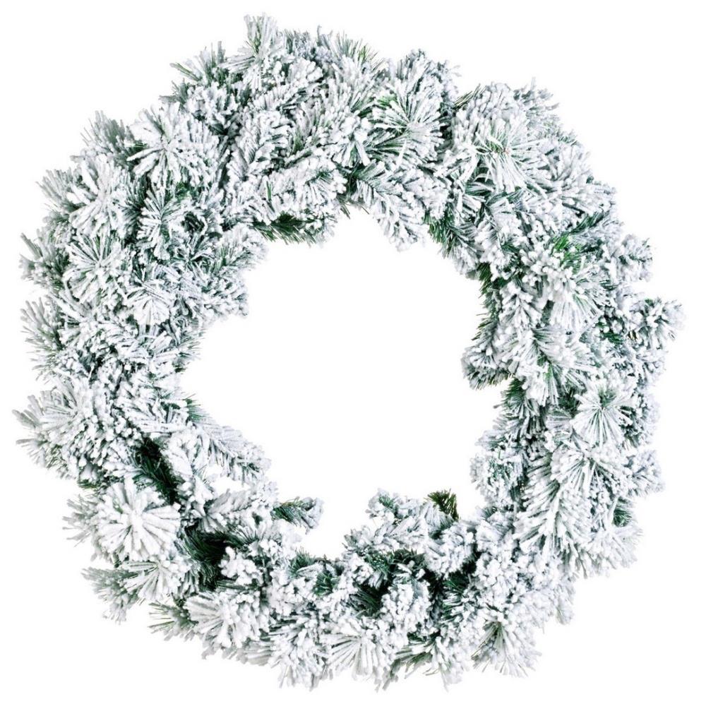 Coroa de Natal Verde c/Neve 80cm