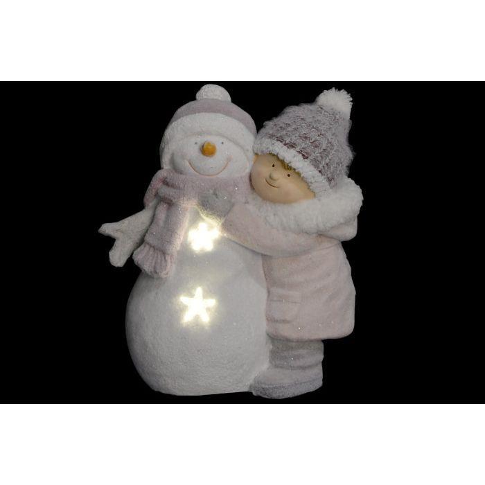 Figura de Natal Meninos e Boneco de Neve c/Led 40cm