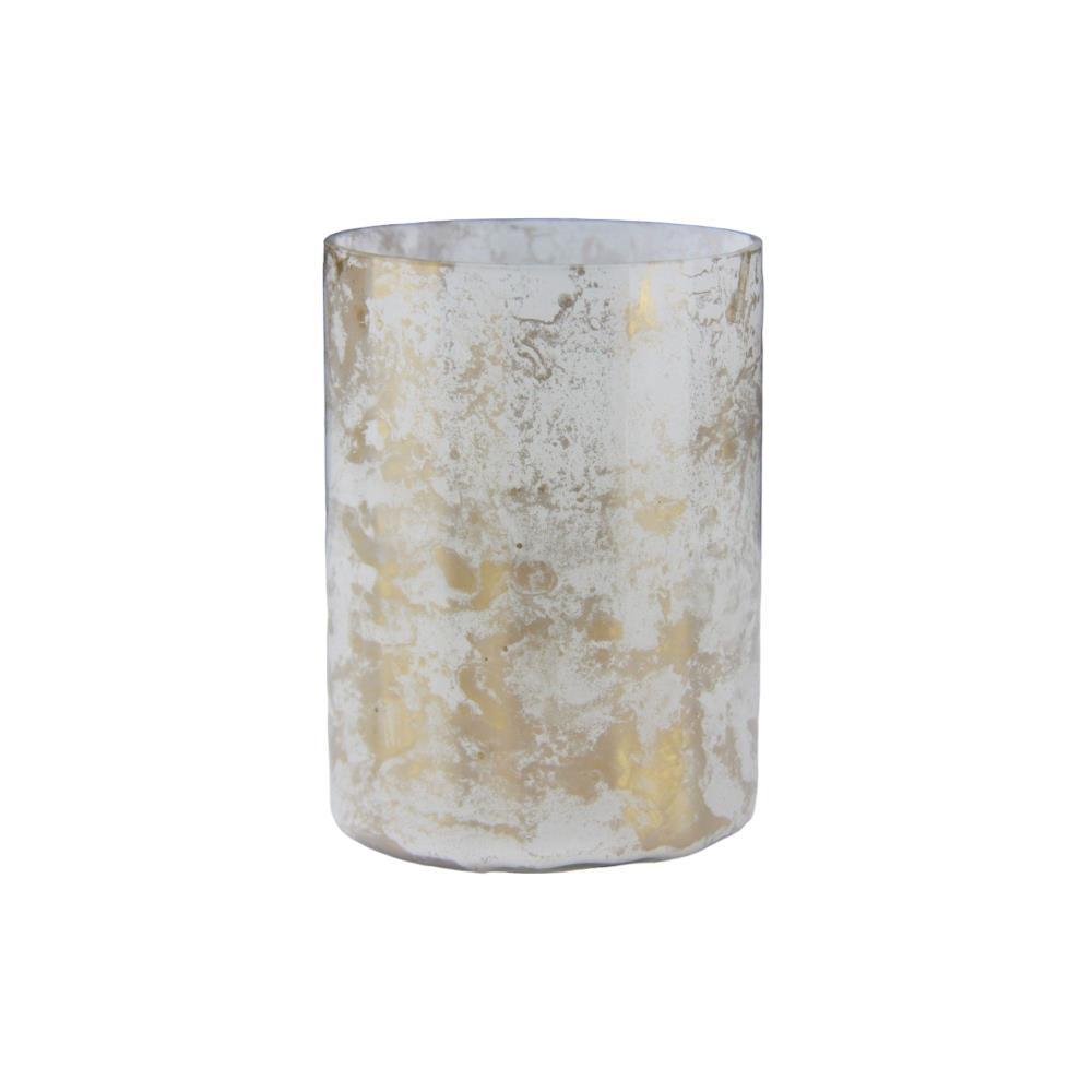 Castiçal de Vidro Branco e Dourado