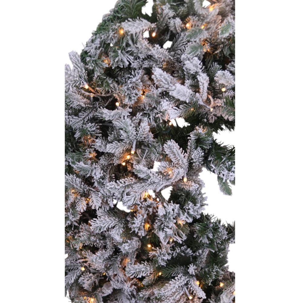 Coroa de Natal Verde c/Luz e c/Neve 120cm