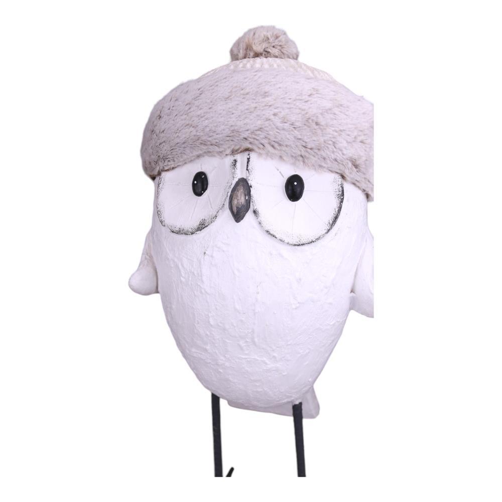 Figura de Natal Mocho Branco c/ Gorro