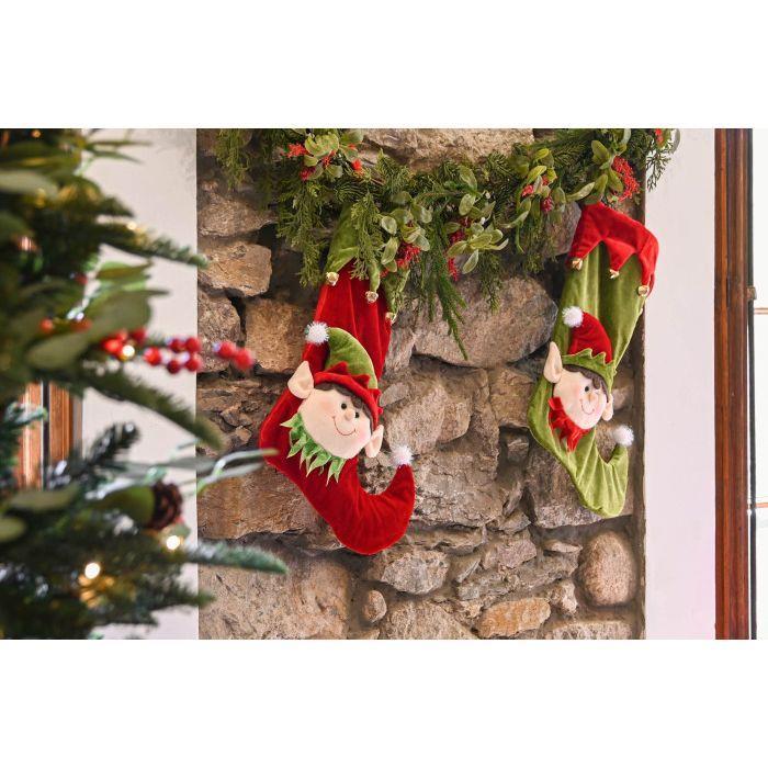 Meia de Natal Elfos Vermelho e Verde 1 Unidade