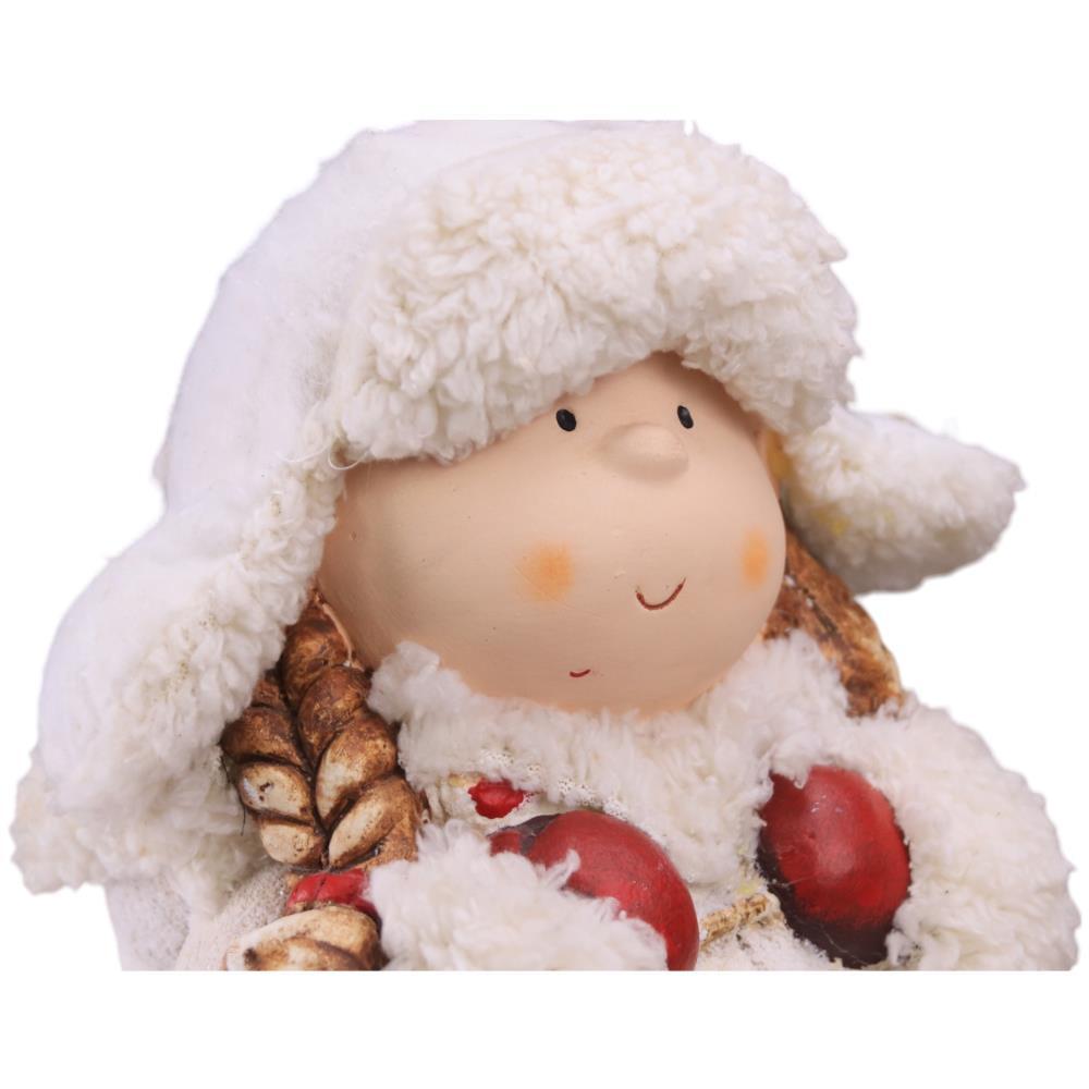 Figura de Natal Branca Menina Sentada 30cm