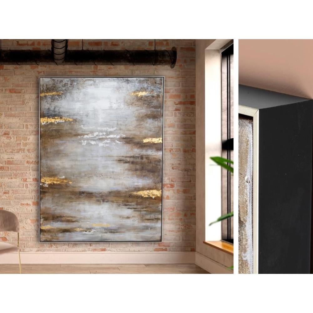 Quadro Abstrato Castanho e Dourado 150x200cm