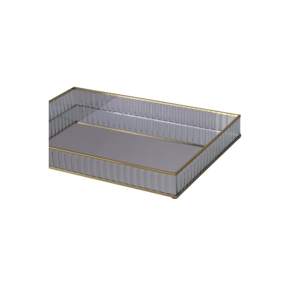 Tabuleiro em Metal e Vidro Dourado