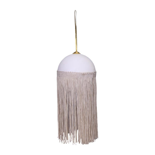 Bola de Natal Branco e Bege 9cm 1 Unidade
