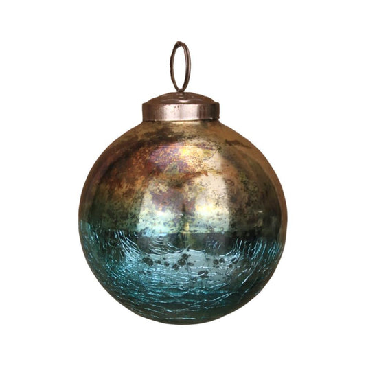 Bola de Natal Azul e Bronze 10cm 1 Unidade
