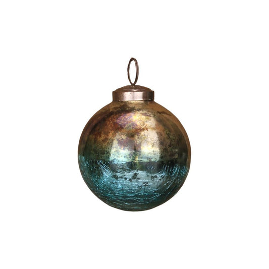 Bola de Natal Azul e Bronze 8cm 1 Unidade