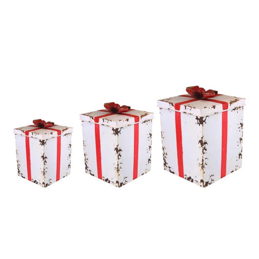 Presentes de Natal Vermelho e Branco Conjunto de 3 Unidades
