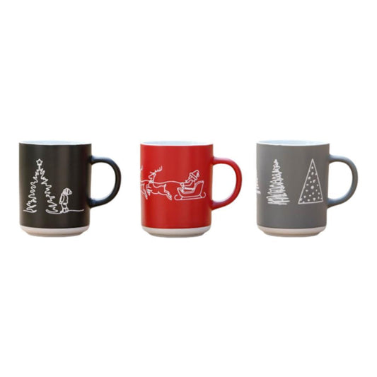 Caneca de Natal Vermelho, Verde e Cinzento 360ml 1 Unidade