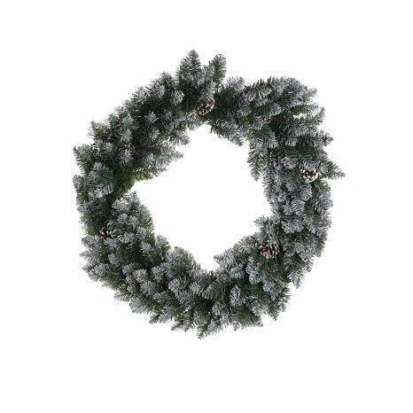 Coroa de Natal Verde c/Neve 60cm