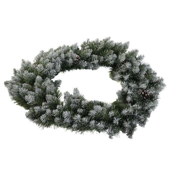 Coroa de Natal Verde c/Neve 60cm