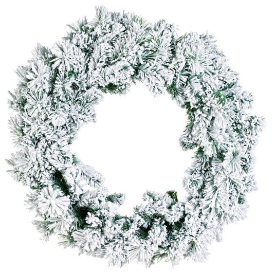 Coroa de Natal Verde c/Neve 80cm