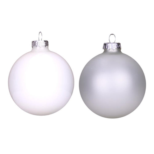 Bolas de Natal Branco 8cm Conjunto de 12 Unidades