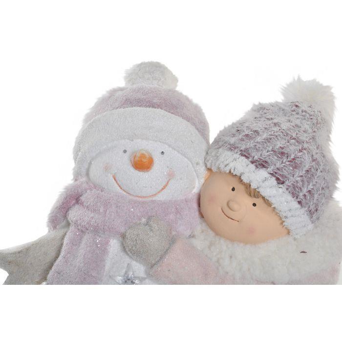 Figura de Natal Meninos e Boneco de Neve c/Led 40cm