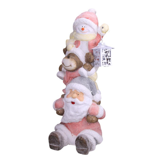 Figura de Natal c/Led Pai Natal, Rena e Boneco de Neve