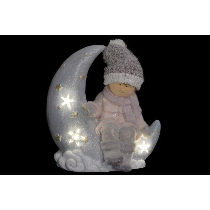 Figura de Natal c/Led Meninos e Lua 37cm