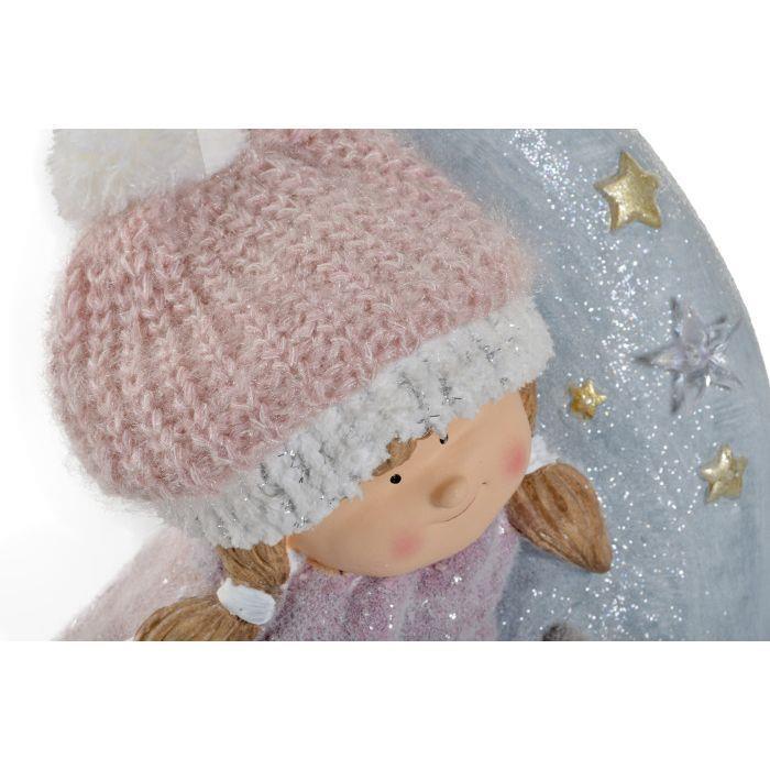 Figura de Natal c/Led Meninos e Lua 37cm