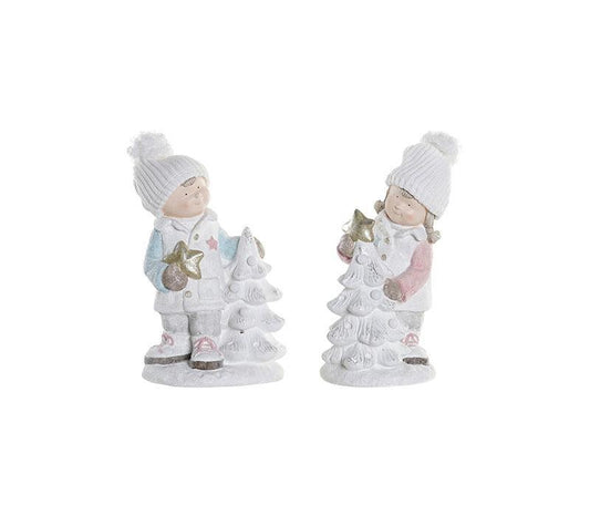 Figura de Natal c/Led Meninos e Árvore de Natal 43cm