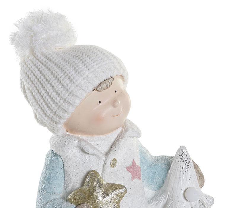 Figura de Natal c/Led Meninos e Árvore de Natal 43cm