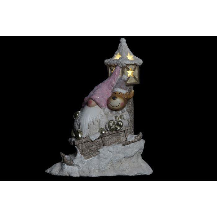Figura Pai Natal Cor-de-Rosa c/Led36cm