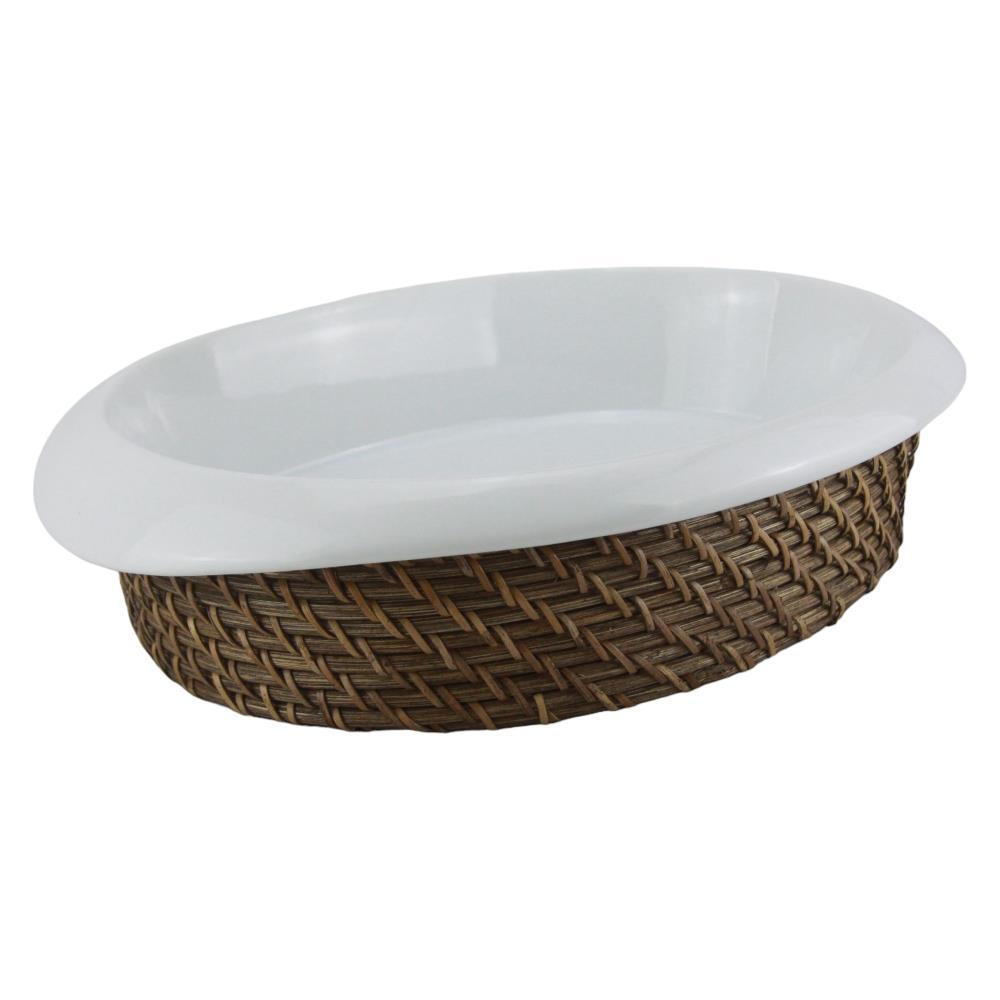 Travessa Oval c/ Cesto de Vime 35x25x9