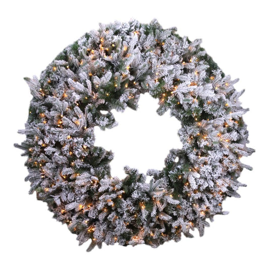 Coroa de Natal Verde c/Luz e c/Neve 120cm