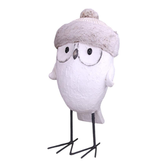 Figura de Natal Mocho Branco c/ Gorro