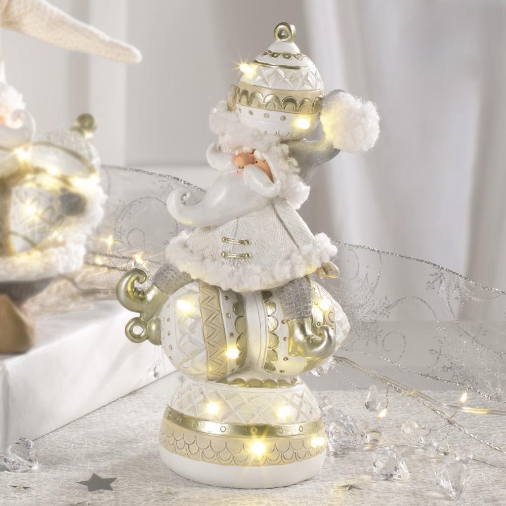 Pai Natal c/Led e Música Dourado e Branco