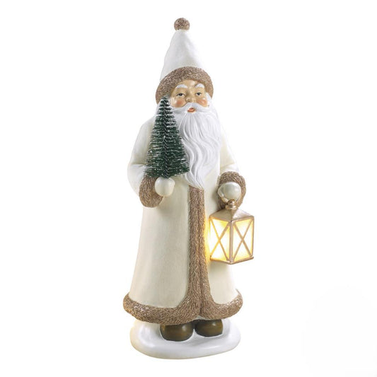 Pai Natal c/Led Bege e Dourado 30cm