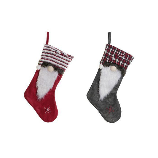 Meia de Natal Pai Natal Cinzento e Vermelho 1 Unidade