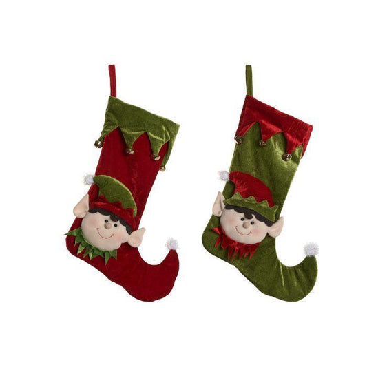 Meia de Natal Elfos Vermelho e Verde 1 Unidade