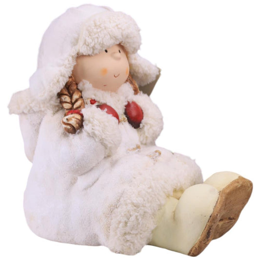 Figura de Natal Branca Menina Sentada 30cm