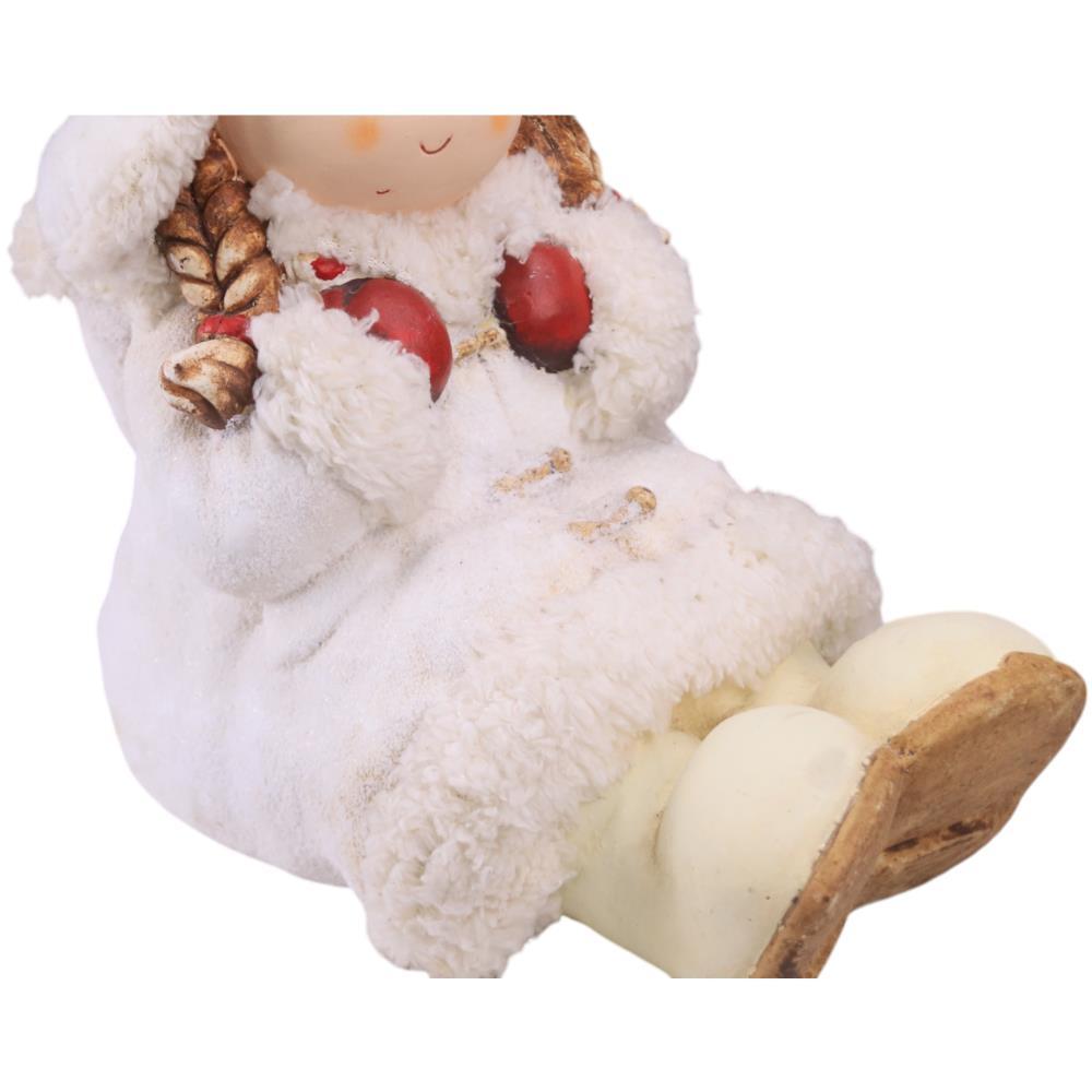 Figura de Natal Branca Menina Sentada 30cm