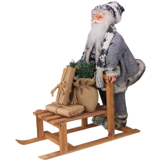 Pai Natal Cinzento c/Trenó 45x15x45cm