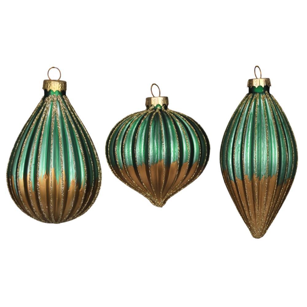 Bola de Natal Verde e Dourado 10cm 1 Unidade