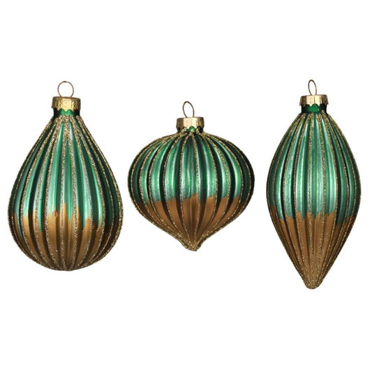 Bola de Natal Verde e Dourado 10cm 1 Unidade