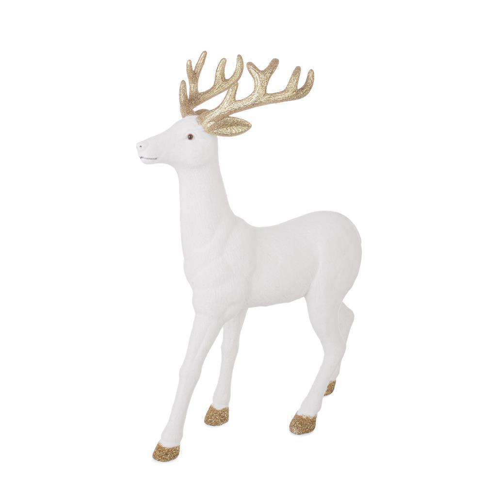 Rena de Natal em Velundo Branca 45cm