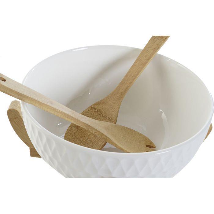 Saladeira em Porcelana e Bambu