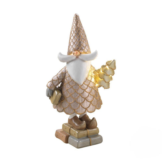 Pai Natal Dourado c/Led 25cm
