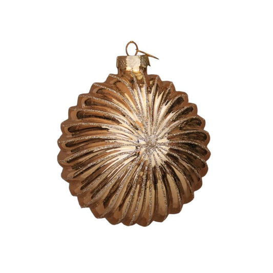 Bola de Natal Champanhe Glitter 10cm 1 Unidade