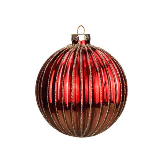 Bola de Natal Vermelho e Dourado 10cm 1 Unidade