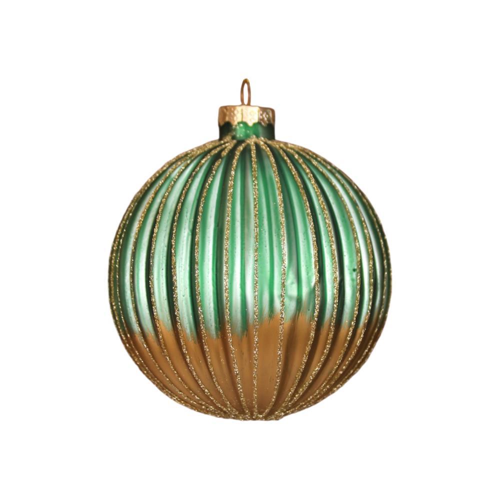 Bola de Natal Verde e Dourado 10cm 1 Unidade