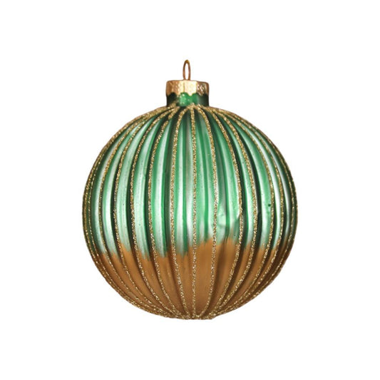 Bola de Natal Verde e Dourado 10cm 1 Unidade