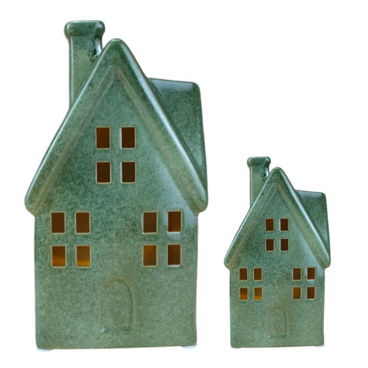 Casa de Natal Verde c/Luz 21cm